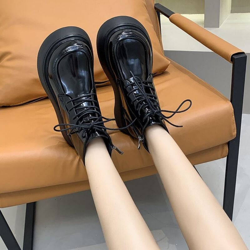 Explosions Generation-Order After Communication-Martin Boots Rubber Round Head Pu Heel (3-5Cm) Boots Platform Bottom - Image 2